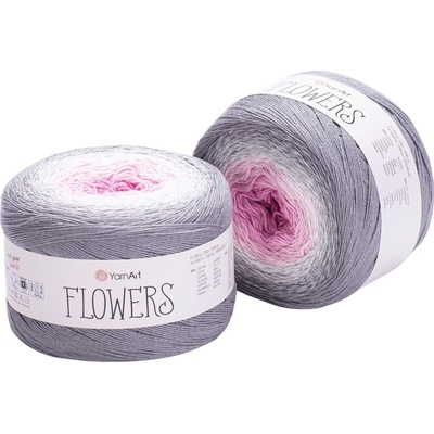 YARNART Flowers 293 Pink Grey Плетива прежда (Flowers 293)