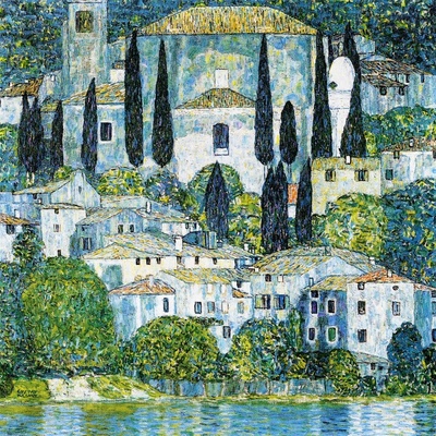 Plagát, Obraz - Church in Cassone (1913), Gustav Klimt, 40 × 40 cm