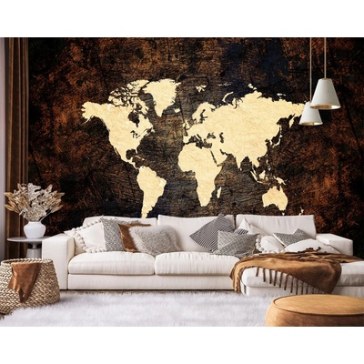 Gario Fototapeta Mapa sveta v hnedej farbe Materiál: Vliesová, rozmery 200 x 140 cm