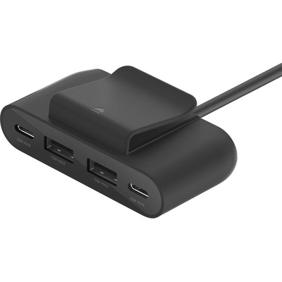Belkin Boost Charge 4-Port USB Power Extender - USB-C адаптер за зареждане на смартфони и таблети с 2xUSB-A и 2xUSB-C изходи (черен) (D63474)