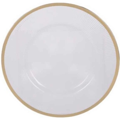 Home Styling Collection Průhledný talíř s zlatým dekorem, 33 cm, vzor 4 bílá