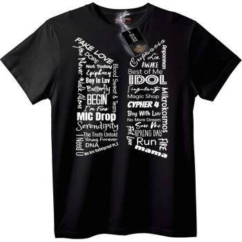NOONEBRAND Тениска с песни на BTS в сърце - 2XL, Black
