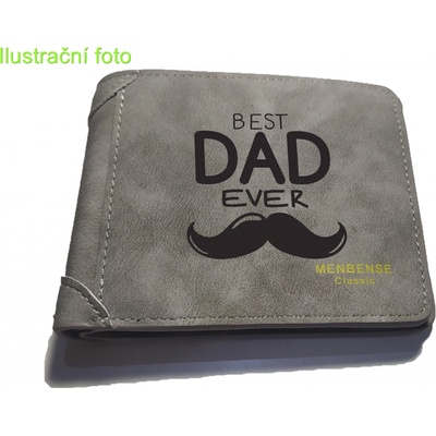 Pánska světle šedá peněženka z eko kůže s motivem BEST DAD EVER