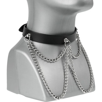 Image 1 of Leather & steel fashion Чокър с верига - lsf9 15
