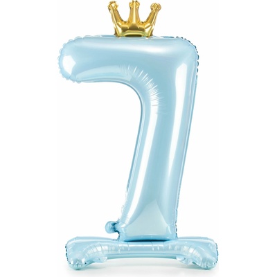 PartyDeco Stojaci fóliový balón číslo 7 84cm svetlomodrá