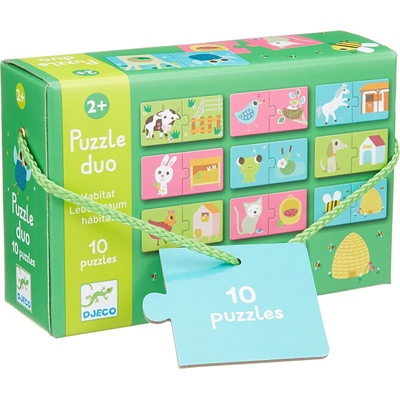 DJECO Образователен пъзел Djeco Duo от 20 части - Кой къде живее? (DJ08164)