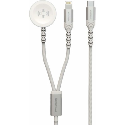 SWISSTEN OPLETENÝ MAGNETICKÝ KABEL 2v1 PRO APPLE WATCH A LIGHTNING, USB-C 1.2 M 22065503