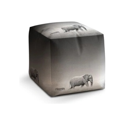 Sablio Taburet Cube Slon a zebra: 40x40x40 cm