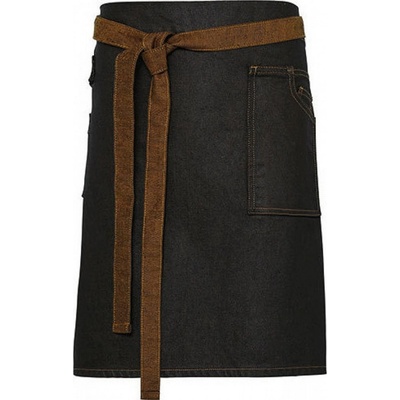 Premier Workwear Pevná denimová pracovní zástěra s voskovaným vzhledem 350 g/m černá hnědá denim PW135