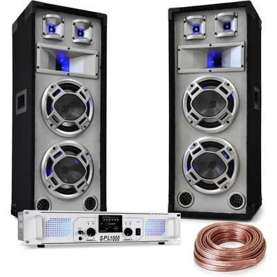 Electronic-Star "White Noise", DJ PA комплект, 2 x 500W усилвател, 600W високоговорители, кабел за високоговорител (PL-4822-5037) (PL-4822-5037)