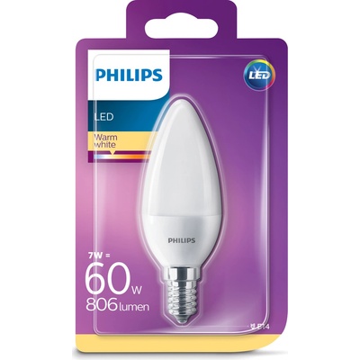 Philips svíčka, 7W, E14, teplá bílá