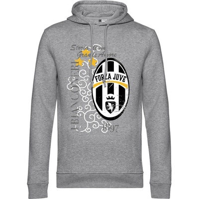 Superfutbal Mikina s kapucňou Juve Retro sivá melírová