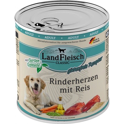 LandFleisch Dog Classic hovězí srdce s rýží 6 x 800 g
