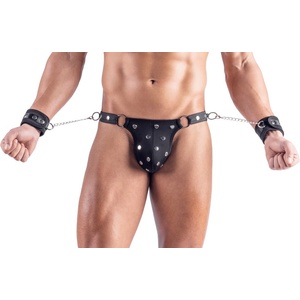 Svenjoyment Matte Look Thing with Studs & Handcuffs 2111764 Black S