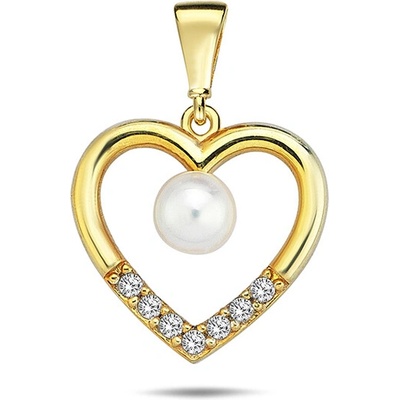 JVD Dámský zlatý přívěsek se zirkony a perlou ZP0269XJ70 6800