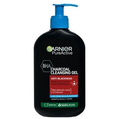 Garnier Pure Active Charcoal Cleansing Gel почистващ гел против черни точки 250 ml унисекс