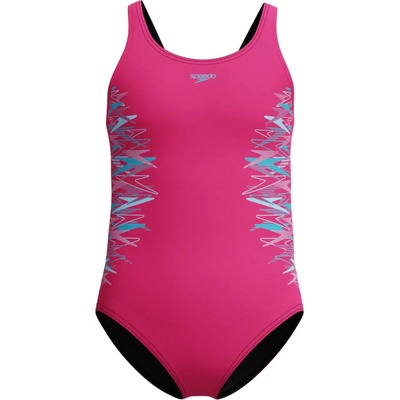 Speedo Girls Placement Muscleback Swimsuit - margarita pink/mayan blue