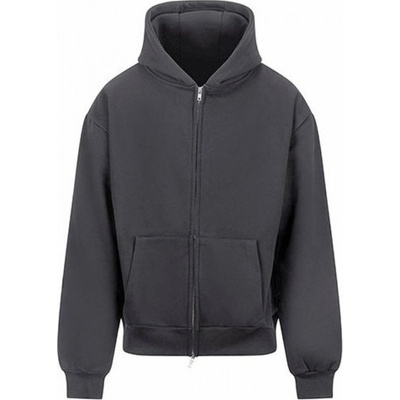 Just Hoods mikina s dvoucestným zipem a trojdílnou kapucí šedá uhlová
