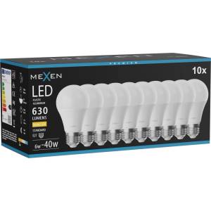 Mexen Nova 10x LED крушка E27, A60, 6W, топло - 3000K, 630 lm - L100-E27-0630-01x10 (L100-E27-0630-01x10)