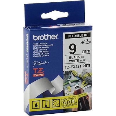 Brother TZ Tape BROTHER 9mm Black on White, Flexible, for P-Touch (TZEFX221)