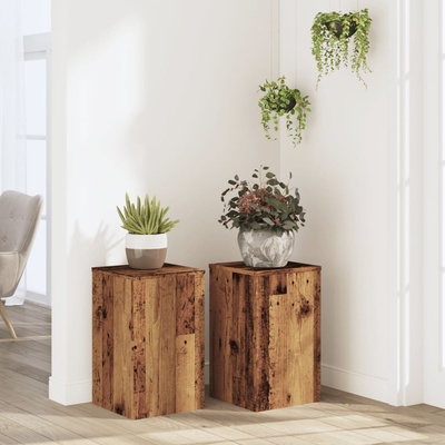 vidaXL Стойки за растения 2 бр старо дърво 30x30x50 см инженерно дърво (852922)
