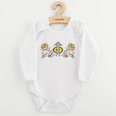 Detské body s dlhým rukávom New Baby s ľudovým vzorom