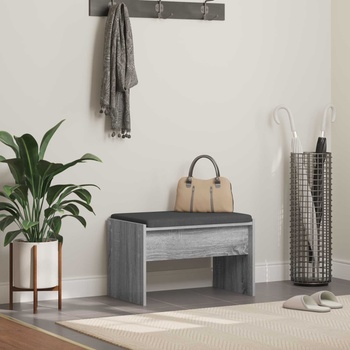 vidaXL Пейка за коридор с възглавница Сив Сонома 60 x 38 x 46 см (891549)