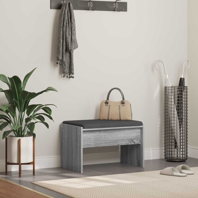 vidaXL Пейка за коридор с възглавница Сив Сонома 63 x 38 x 40 см (891549)