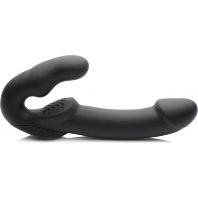 Strap U Evoke Rechargeable Vibrating Silicone Strapless Strap On Black