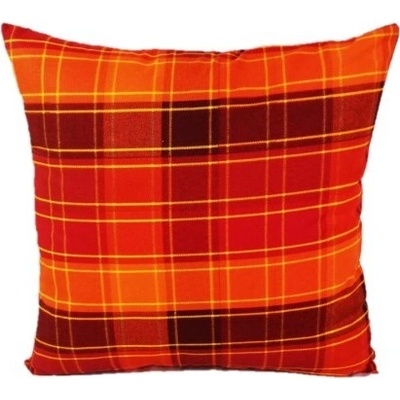 LKV Lomnice vankúš plněný rounem oranžovočervená kostka 35x35