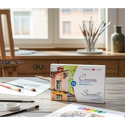 Sonet 16 karton Nevskaya Palitra akvarel malba kostička – Zboží Dáma