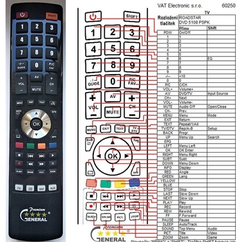 GENERAL ROADSTAR DVD-5108PSPK - съвместимо дистанционно управление на марката General (DVD-5108PSPK)