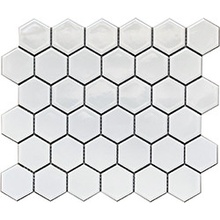 FIN Keramická mozaika bílá HEXAGON 5 Lesk 5,1x5,9 (28,1x32,5) cm 1ks