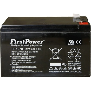 First Power Акумулаторна батерия First Power FP1270T1, 12V, 7 Ah, F1 конектори (FP1270T1)