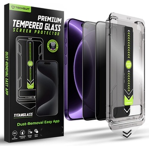 Techsuit Поверителен стъклен протектор Techsuit TitanGlass FullCover (2 броя в комплект) - iPhone 18 Pro - Черен (KF2366326)