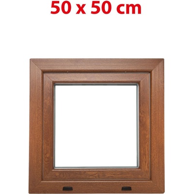 OKNA HNED Plastové okno (50 × 50 cm) otevíravě-sklopné levé zlatý dub/bílá pro vedlejší prostory Aplast 60