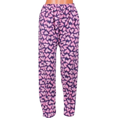 Макси поларен панталон-пижама в тъмносиньо с розови сърца