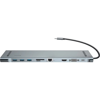 Baseus Enjoyment Series USB-C Notebook Hub - мултифункционален хъб за свързване на допълнителна периферия за Macbook и USB-C устройства (сив)