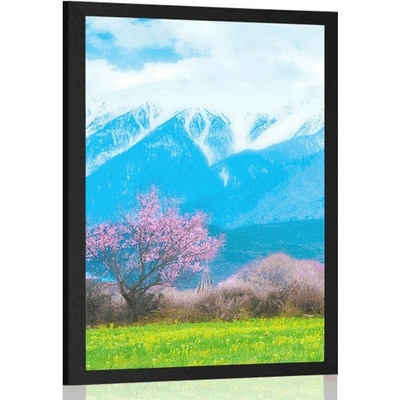 Plakát kouzelný strom uprostřed hor - 20x30 white