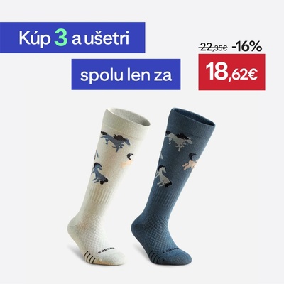 FOUGANZA Detské jazdecké podkolienky SKS 500 s motívom biele zelené zelená