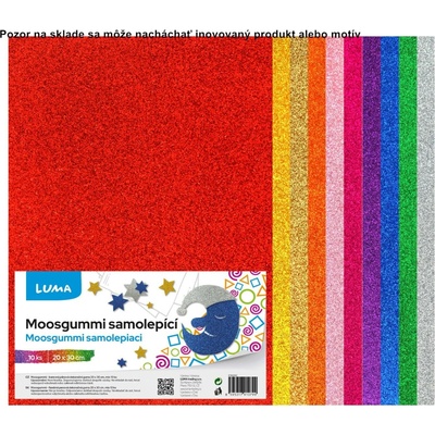 Dekoráčná guma A4 mosguma 10ks mix farba glitter samolepiaca