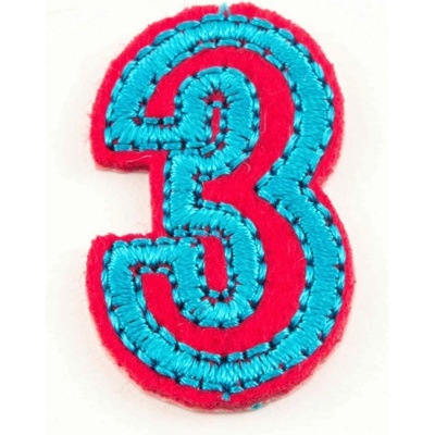 Nažehľovacia záplata - Číslica 3 - rozmer 3 cm x 1,8 cm