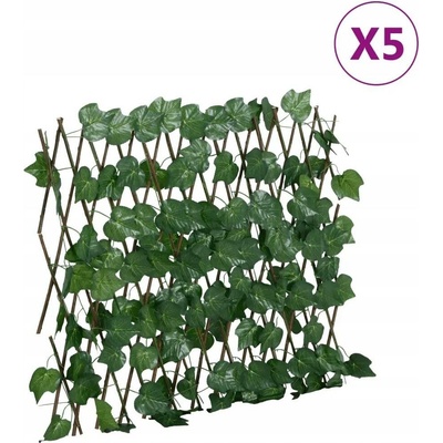 vidaXL Treláže umělé listy vinné révy roztahovací zelené 5ks 190x60 cm