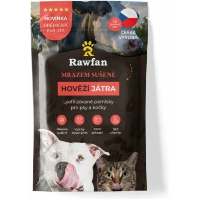 Rawfan Mrazem sušená Hovězí JÁTRA pro psy a kočky 25 g