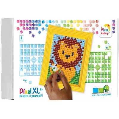 Креативен хоби комплект, Мозайка с рамка и пиксели XL, Pixelhobby - Лъвче (12020)