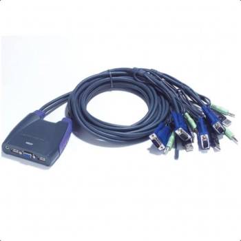 ATEN KVM суич ATEN CS64US, от 2x USB A, 1x VGA, 1x 3.5mm jack към 4x USB A, 4x VGA)