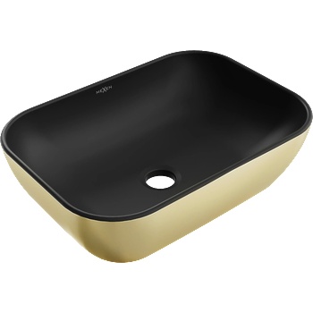 Mexen Rita мивка за плот 45 x 32 cm, черна мат/злато - 21084576 (21084576)