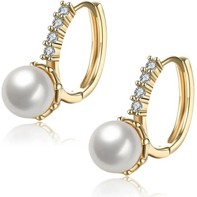 Elanis Jewel Dámské pozlacené perlové náušnice Rebecca Gold White Pearl EJ00214