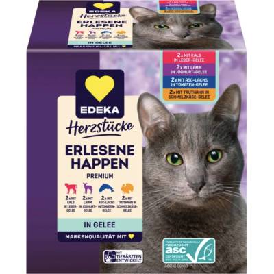 Edeka Erlesene Happen kočičí krmivo v želé 8 x 85 g, 680 g