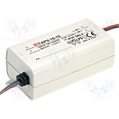 MEAN WELL APV-16-15 Napájecí zdroj: spínaný; LED; 15W; 15VDC; 1A; 90÷264VAC; 127÷370VDC